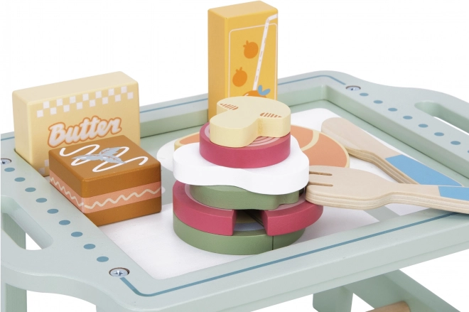 Set Colazione Woopie Green con Vassoio e Accessori in Legno Pastello