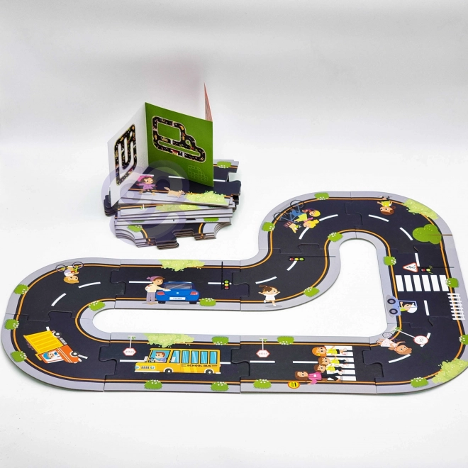 Woopie Green Stadtpuzzle für Kinder - Autorennbahn