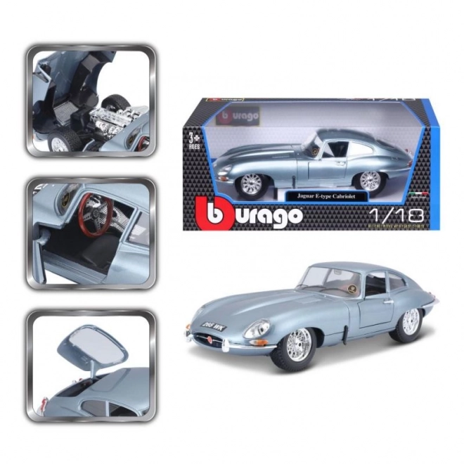 Bburago Jaguar E-Type Coupe Metallic Silver Blue