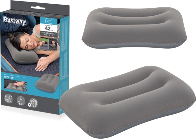 Inflatable Velour Pillow Gray Bestway