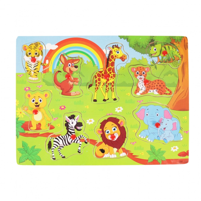 Wooden Zoo Puzzle with Plastic Handles