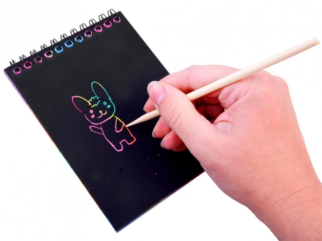 Rainbow Scratch Art Notepad with Stylus – Red