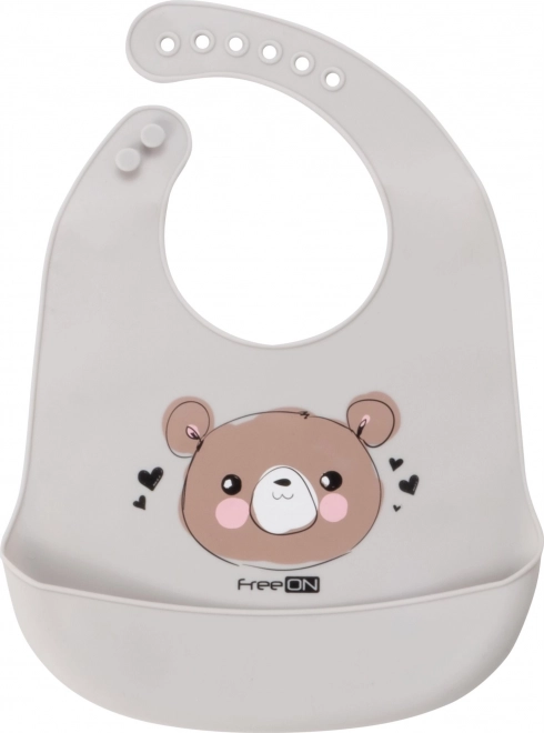 Silicone Bib Bear Gray