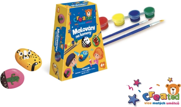 Stone Painting Kit with Paints and Brushes in a Box 19 × 14 × 5 cm