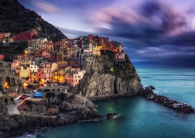 Enjoy jigsaw puzzle manarola at dusk