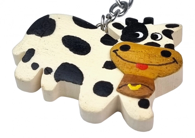 Large Wooden Cow Keychain