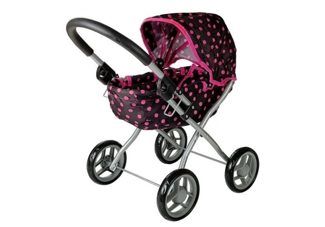 Alice doll stroller black with pink polka dots