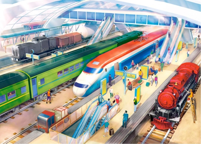 Colorful Train Station Puzzle