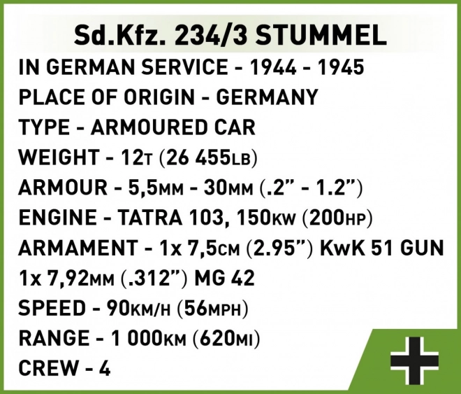 Cobi Historical Collection Armored Vehicle Sd.Kfz. 234/3 Stummel