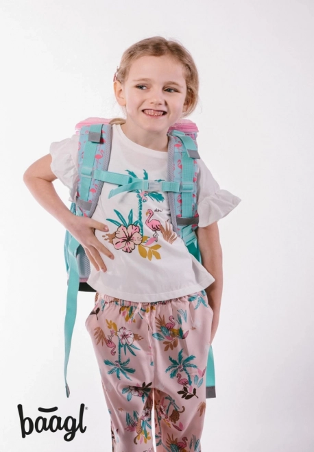 Baagl School Backpack Zippy Flamingo