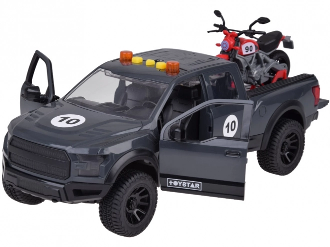 Pickup and Motorcycle Toy Set with Sound and Lights