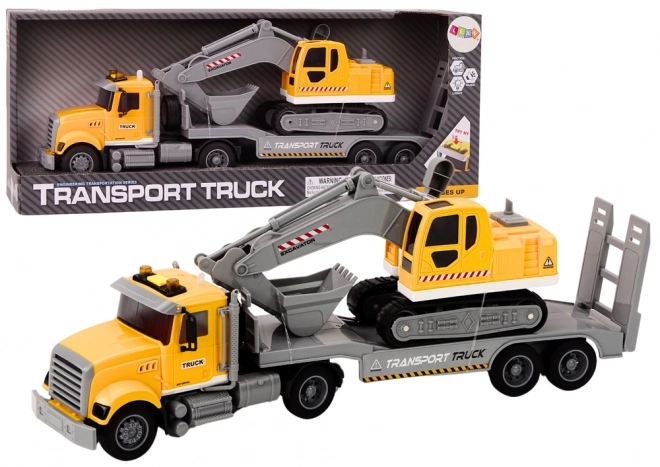 Yellow Toy Construction Truck with Excavator