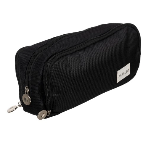 Stylish Black Triple Compartment Pencil Case