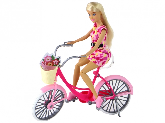 Anlily Cycling Doll with Pink Bicycle Set