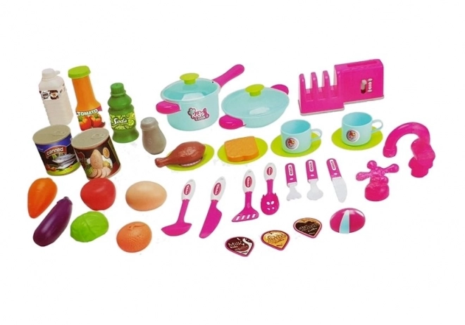 Large Pink Kids Kitchen Set with Toaster and Coffee Maker