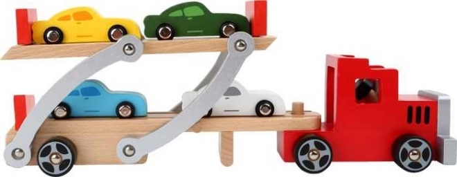 Wooden Car Transporter with Cars