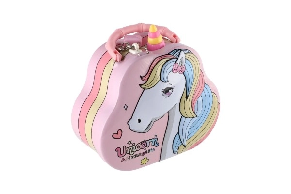 Tin Unicorn Handbag Money Box with Lock