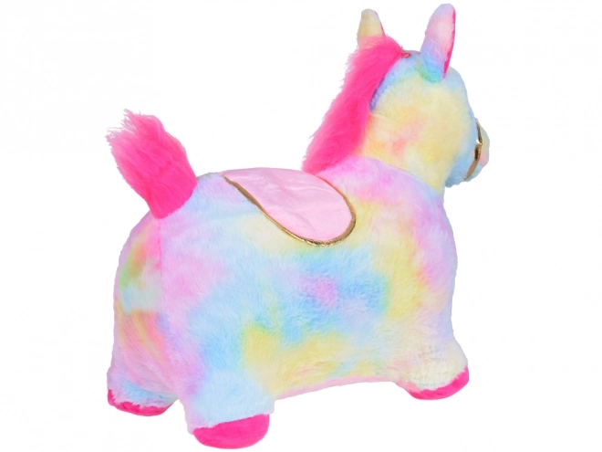 Inflatable Rainbow Unicorn Bouncer with Plush Cover and Pump