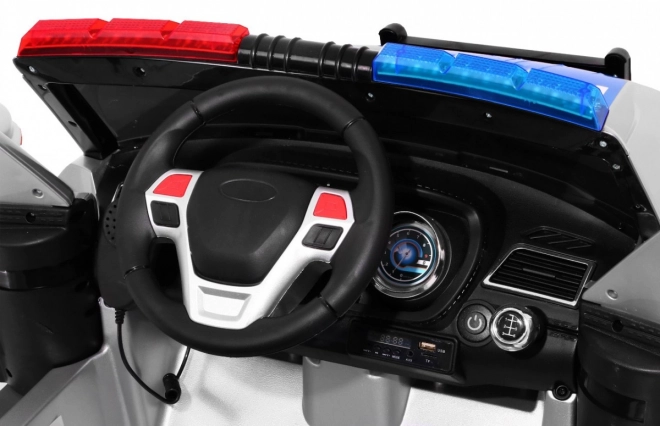 Children's Police SUV Car with Battery + Sirens + Lights + Megaphone + Remote Control + Slow Start + EVA + Stickers