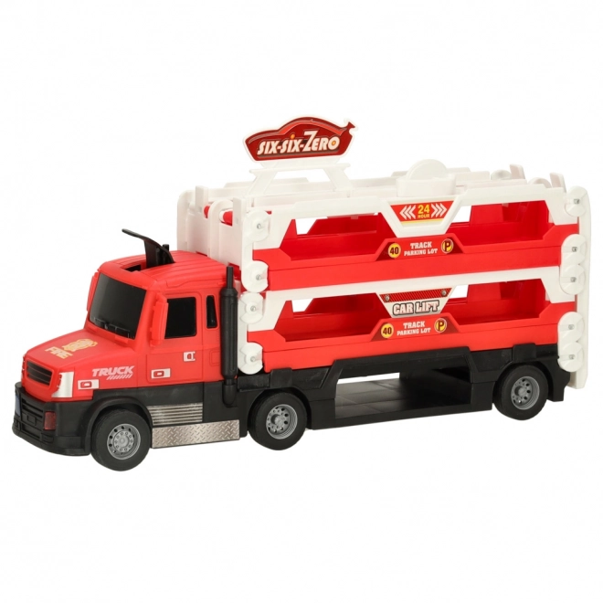 Toy Transporter Truck with Track and Cars