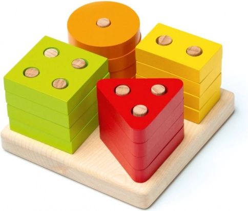Teaches shapes and colors through play