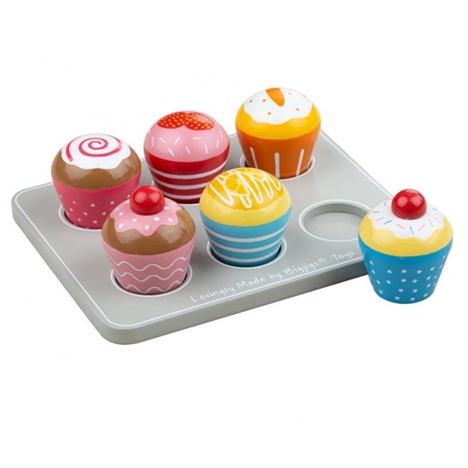 Wooden Colorful Muffins with Tray