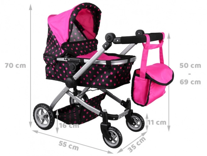 4-in-1 Doll Stroller with Bassinet – Black