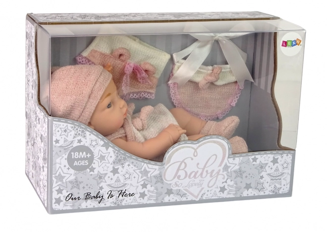 Sweet Baby Doll with Sweater and Pink Hat 30 cm