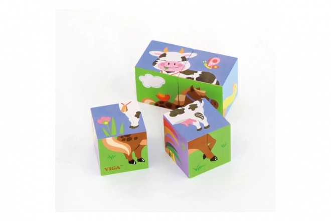 Wooden Farm Animal Puzzle Blocks