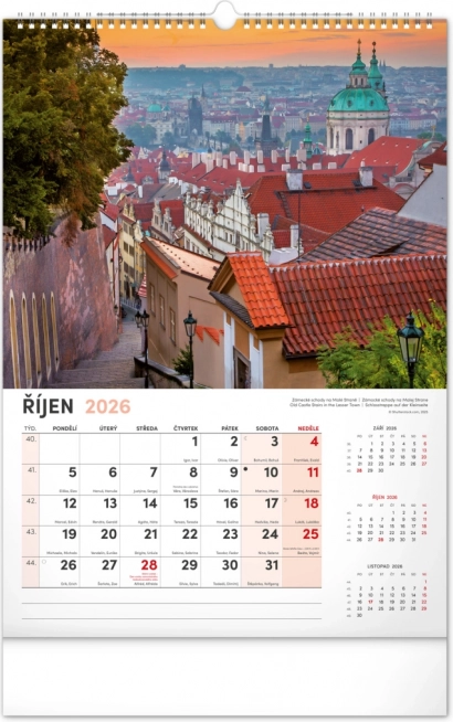 Calendrier mural Prague 2026