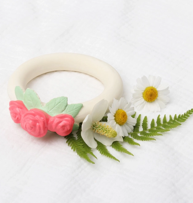 A Little Lovely Company rubber teether with roses