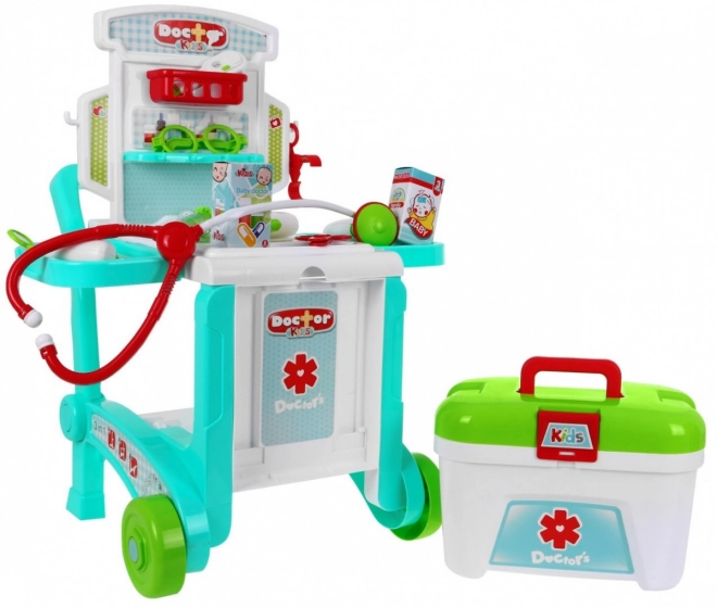 Portable Children's Medical Playset with Suitcase and Cart