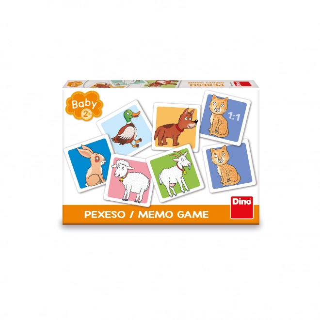 Memory Game with Cute Domestic Animals for Kids