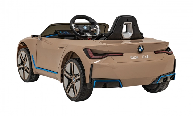 Auto BMW i4 na akumulátor pre deti biele – Zlaté