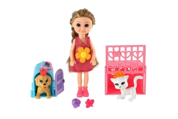 Plastic Doll with Pet and Accessories Set