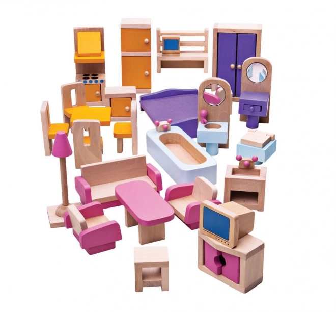 Wooden Dollhouse Furniture Set