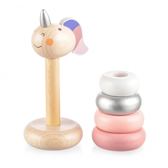 Wooden Stacking Unicorn Rings - Pink