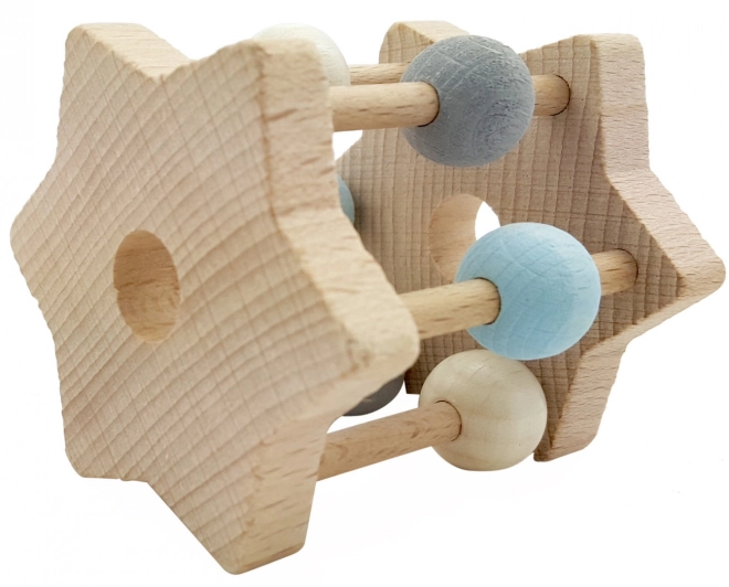 Wooden Baby Rattle Star Blue