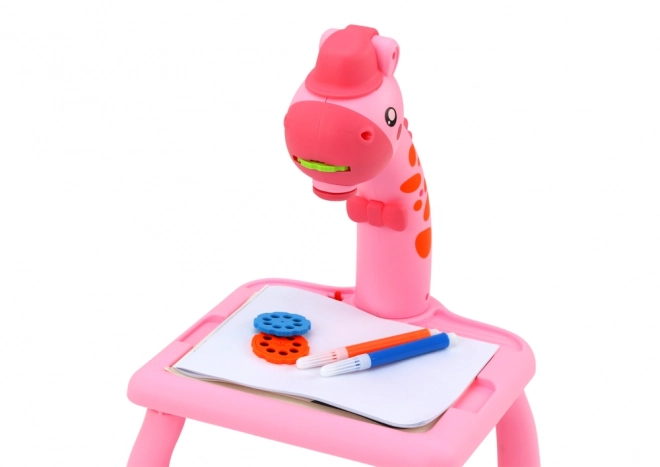 Drawing Projector Table Pink Giraffe with Pens