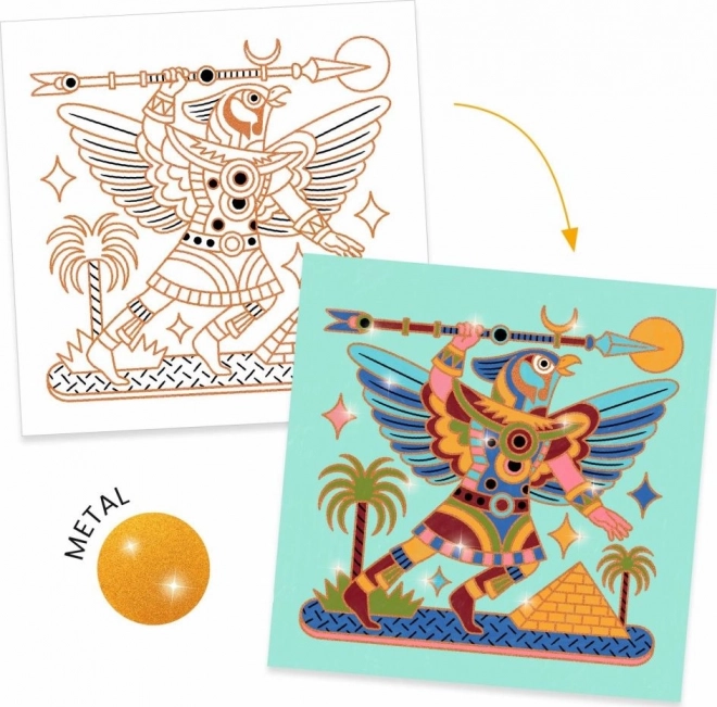 Djeco Shimmering Coloring Cards - Egypt