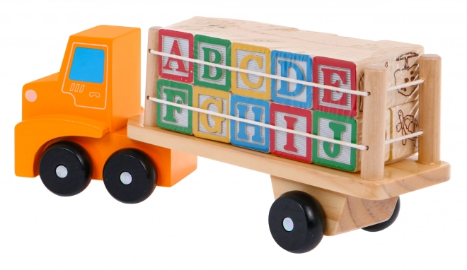 Wooden Truck with Trailer and Alphabet Blocks