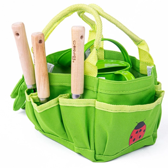 Bigjigs Toys Garden Tool Set in Green Canvas Bag