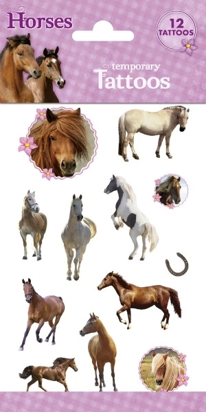 Colorful Horse Tattoos Set 12 Pieces