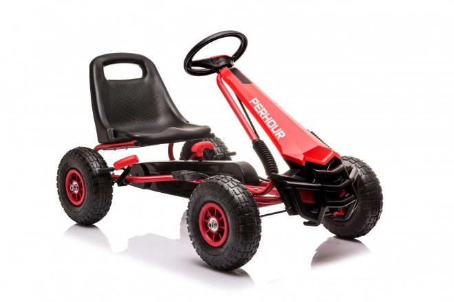 Pedal Go-Kart AIR Red for Kids with Hand Brake and Adjustable Seat