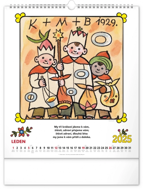 Children's Wall Calendar with Josef Lada Illustrations 2025