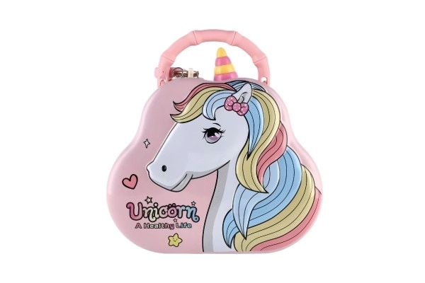 Tin Unicorn Handbag Money Box with Lock