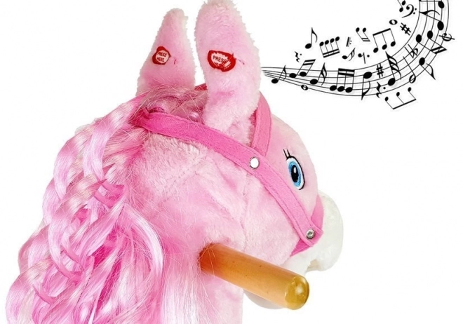 Pink Rocking Horse with Curls and Sound