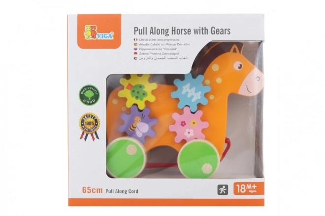 Wooden pull-along horse toy