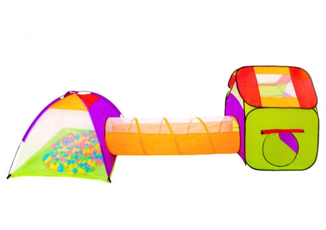 Colorful 3-in-1 Play Tent with Tunnel and Balls