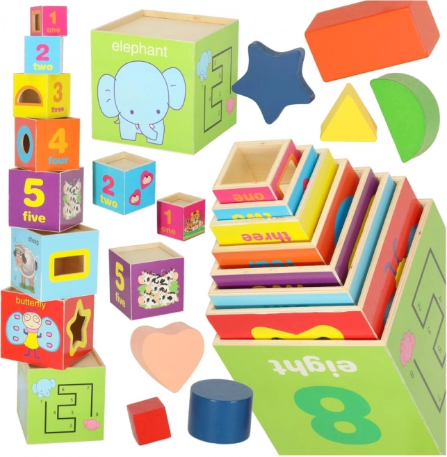 Wooden Educational Tower XXL with Shapes and Learning Numbers